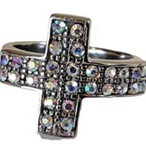 Aurora Borealis Crystal/Rhinestone Cross Ring 9.33